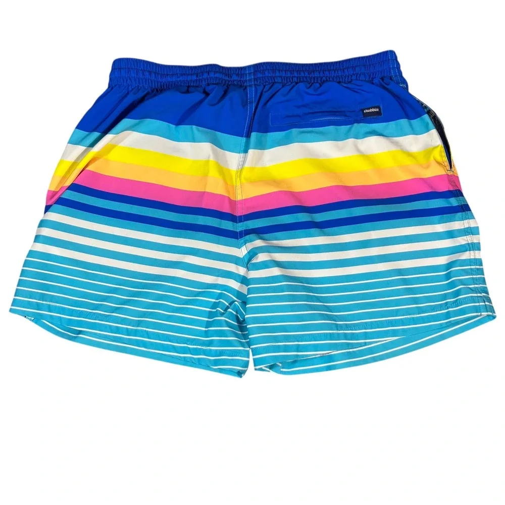 Chubbies Swim‎ Trunks Boy's XL The Newports Rainbow Striped 5.5 Inch Inseam